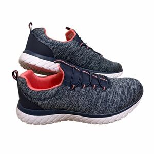 ATHLETIC WORKS Navy & Pink Bungee Slip On Sneakers (Wide Width) NWOT